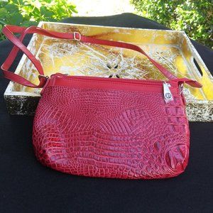 Madi Claire Red Embossed Gator Leather Small Purse